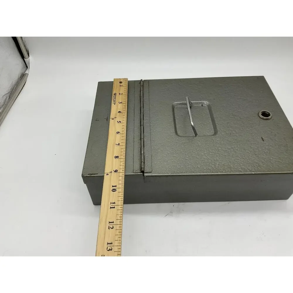 Vintage Protecto Gray Steel Security Lock Box‎ Cash Document Safe No Key